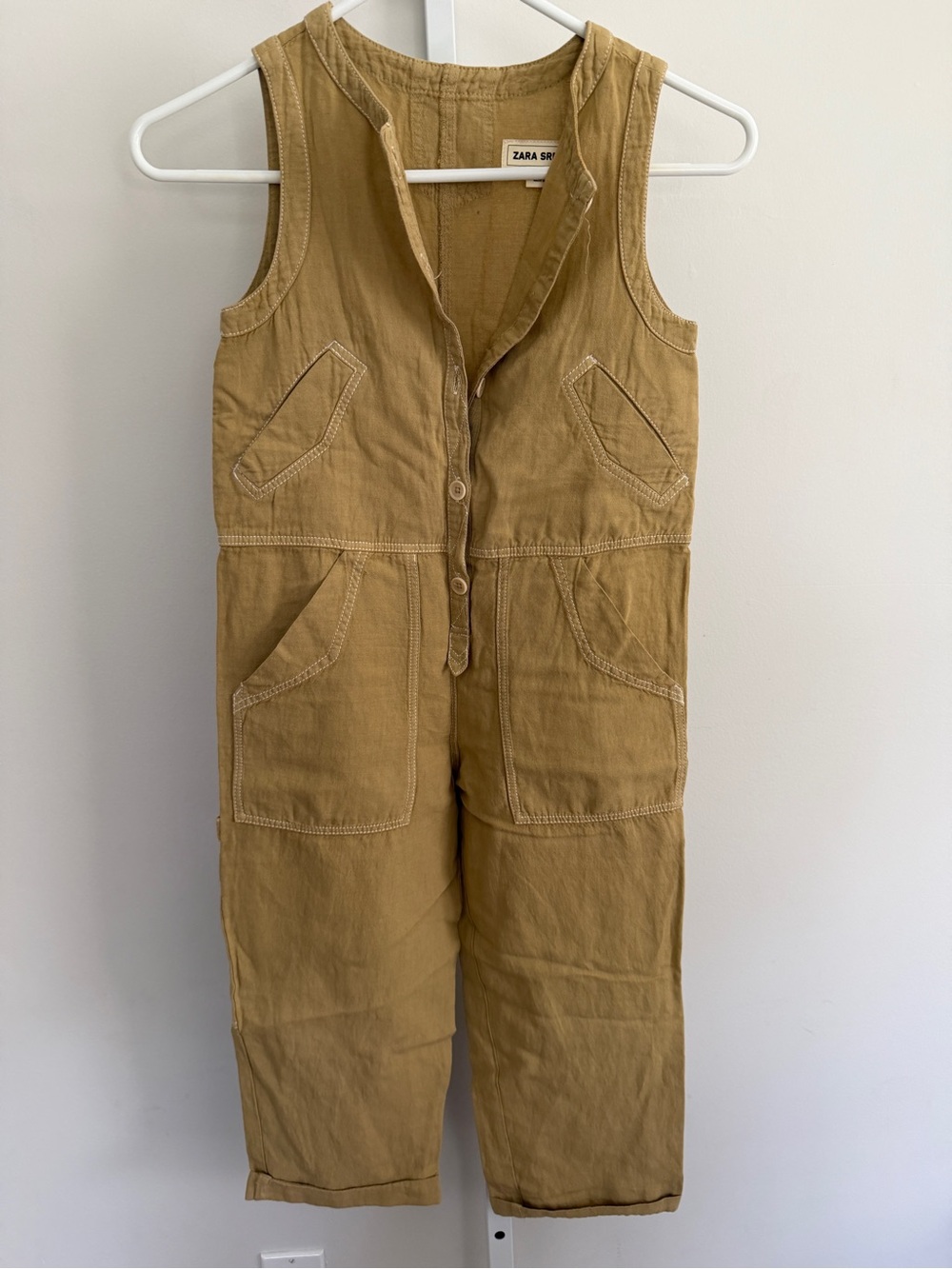 Zara kids Sleeveless Utility Jumpsuit in Ochre size 8-9